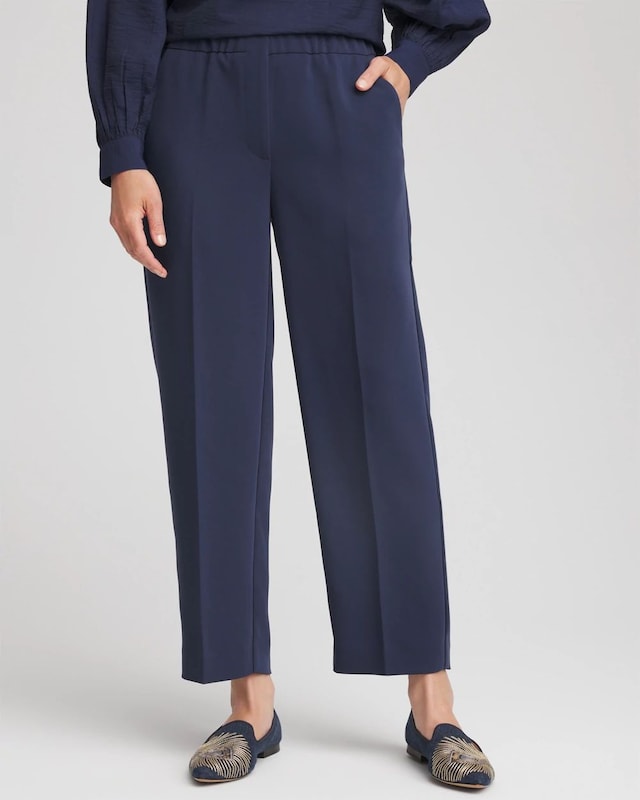 Stretch Crepe Tapered Ankle Pants - image 1